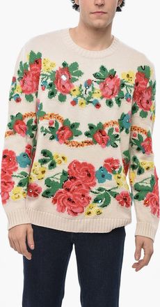 Gucci Maglia Girocollo EURIDICE con Ricami Floreali Impreziositi da Paillettes e Gioielli Gucci