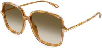 Chlo&eacute; Rechthoekige Zonnebril - Dames - Accessoires - Bruin - Maat: 57 MM Nylon