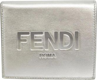 Fendi Pre-owned Wallets, female, Gray, Size: ONE SIZE Pre-owned Metallic Leather Wallet