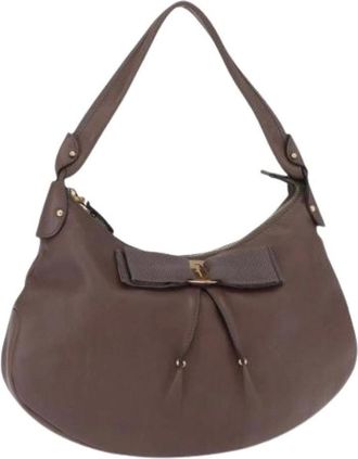 Ferragamo Pre-owned Shoulder Bags, female, Brown, Size: ONE SIZE Pre-owned Leather Shoulder Bag