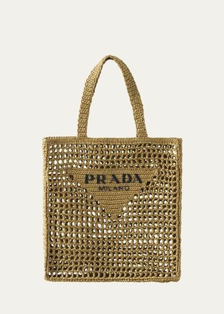 Prada Logo Crochet Tote Bag