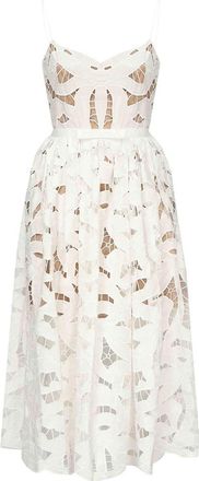 Self Portrait Embroidered Midi Dress With Bow