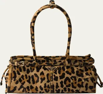 Prada Leopard Calf Hair Shoulder Bag