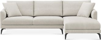 Castlery Lena Chaise Sectional Sofa Right Facing Customized, Performance Linen Weave Sand, Matte Black Legs, Spill Resistant for Castlery Sofas