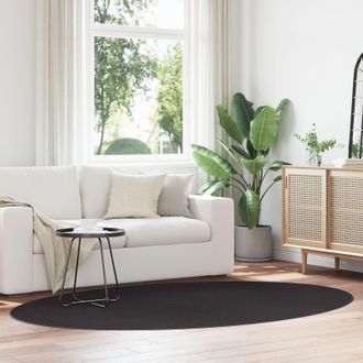 Berkfield Home HUARTE Black Oval Rug 160x230 cm | Size: Medium