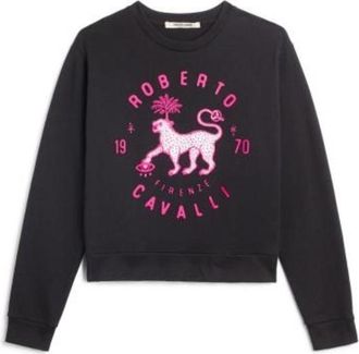 Roberto Cavalli Lucky Leopard Print Cotton Sweatshirt, Size X-Small