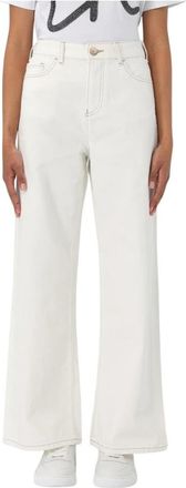 Emporio Armani Stijlvolle Wide Leg Jeans - Dames - Loose Fit Jeans - Wit - W28 - Katoen - Jeans
