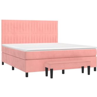 vidaXL Vidaxl - Cama Box Spring Con Colch&oacute;n Terciopelo Rosa 180x200 Cm