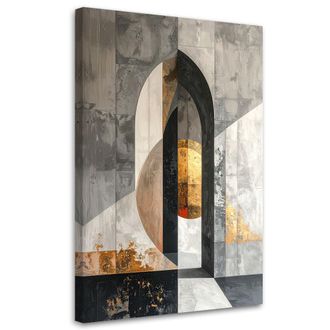 Feeby Cuadro Sobre Lienzo Abstracci&oacute;n Industrial En 3d Gris 70x100