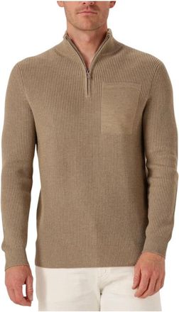 Profuomo Beige Half Zip Pullover voor Heren - Heren - Coltruien - Beige - XL - Truien & Vesten