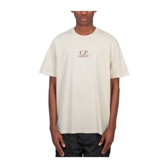 C.P. Company T-Shirts, male, Beige, Size: XL Ribbed Crewneck T-Shirt