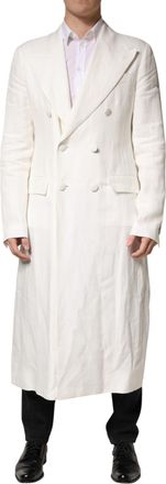 Dolce & Gabbana White Double Breasted Men Trench Coat Mens Jacket (Pre-Owned)