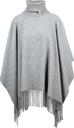 Fabiana Filippi Grey Virgin Wool-Blend Enveloping Poncho