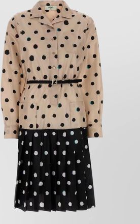 Fendi silk dress belted waist long sleeves