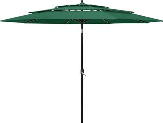 vidaXL Vidaxl - Sombrilla De Jard&iacute;n De 3 Niveles Con Palo De Aluminio Verde 3 M