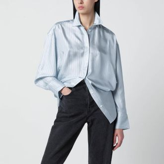 Toteme Ice blue striped silk shirt