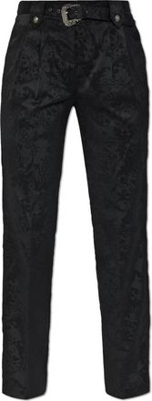 Versace Jeans Couture Broek met barokmotief - Dames - Slim Fit Broeken - Zwart - M - Broeken