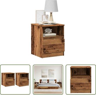 vidaXL Comodino antico - Comodini 2 pz Legno Antico 40x40x50 cm in Legno Multistrato