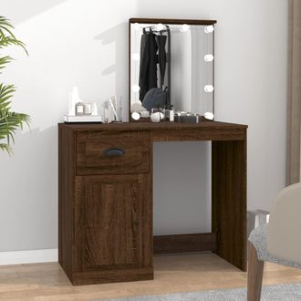 vidaXL Tocador Con Led Madera Contrachapada Marr&oacute;n Roble 90x50x132,5cm Vidaxl