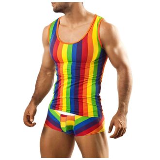 Generic Mens Gay Pride Rainbow Pyjamas Set Mens Vests Slim Fit Lgbtq Tank Top Men Stretchy Outfits Clothes Lgbt Pride Month Sports Undershirt Sleeveless Singl