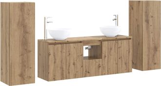 vidaXL Juego De Muebles De Ba&ntilde;o 5 Uds. Roble Artisan Vidaxl