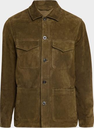 Boglioli Men & apos;s Leather Workwear Shirt Jacket
