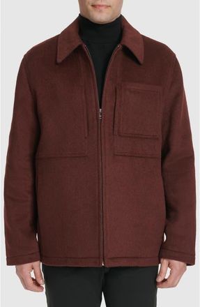 Cole Haan Felt Zip Front Shirt Jacket in Wine at Nordstrom, Size Xx-Large
