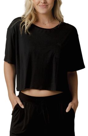 Kindred Bravely Aria Casual Cropped Short Sleeve Top in Black at Nordstrom, Size X-Large