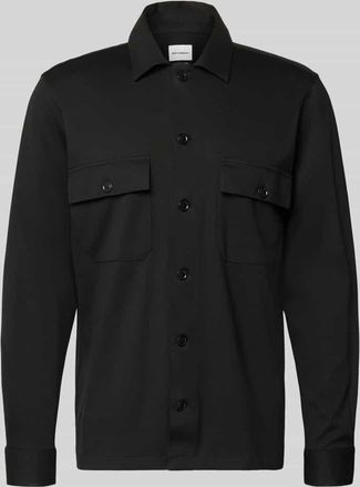 Roy Robson Jersey Overshirt mit Brusttaschen in Black, Gr&ouml;&szlig;e XXL