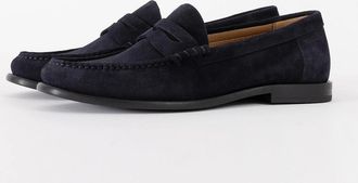 HUGO BOSS Mens BOSS Orange Tevan Mens Suede Moccasin Shoes - Dark Blue 401 - Navy - Size: 10
