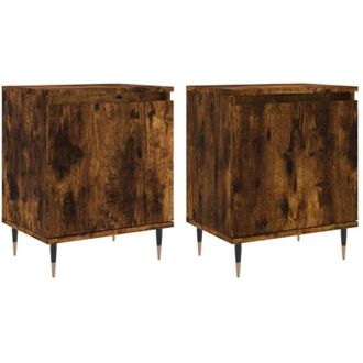 vidaXL Comodini Rovere Fumo 2 pz 40x30x50 cm in Legno Multistrato - Vidaxl
