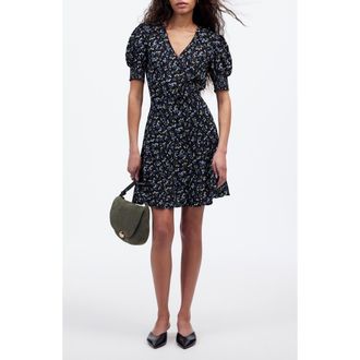Madewell Floral V-Neck Button-Up Minidress in Cherry Print at Nordstrom Rack, Size 14