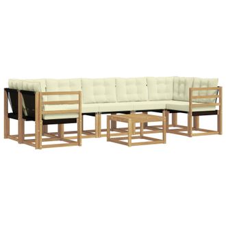 vidaXL Conjunto De Sof&aacute;s De Exterior Con Coj&iacute;n 8 Pcs Blanco Y Crema Vidaxl