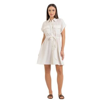 Kocca Shirt Dresses, female, White, Size: XS Abito chemisier con cintura in tessuto