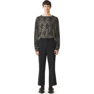 Lanvin Black Sequin And Bead Top in Geometric, Black at Nordstrom, Size Small Eu