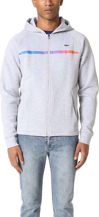 Lacoste Mens Lifestyle Doubleface Fleece Hoodie In Silver Chine