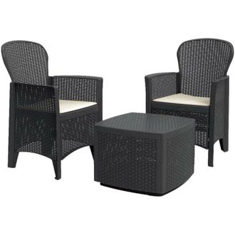 Dmora Set Salotto da Esterno Anny, Salottino Outdoor 2 Posti, un Tavolino Made in Italy, Nero Antracite