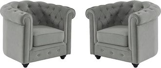 Vente-Unique Lotto di 2 poltrone in velluto Grigio chiaro