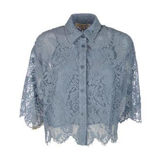 Michael Kors Shirts, female, Blue, Size: XS Lace Shirt