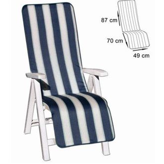 Trade Shop Trade Shop - Cuscino Coprisedia Sedia Sdraio Giardino Seduta Schienale Righe Blu 157x49cm