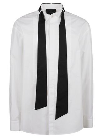 John Richmond White Indreg Necktie Detail Cotton Long-Sleeve Shirt