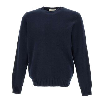 FILIPPO DE LAURENTIIS Round-neck Knitwear, male, Blue, 3XL, Merino Wool Cashmere Jumper Navy Blue