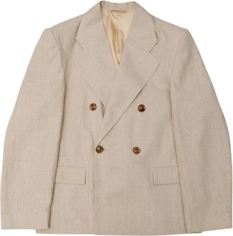 S&eacute;fr Donovan Blazer - Heren - Business blazers - Beige - M - Leer - Kostuums