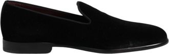 Dolce & Gabbana Zwarte Velvet Instap Loafers Formele Schoenen