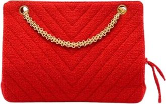 Chanel Pre-owned Vintage Schoudertas - Dames - Vintage Schoudertas - Rood - ONE Size - Tweed - Vintage