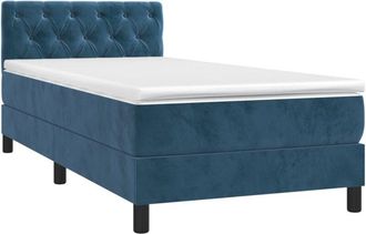 vidaXL Cama Box Spring Colch&oacute;n Y Led Terciopelo Azul Oscuro 80x200 Cm Vidaxl
