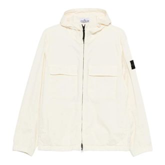 Stone Island Light Jackets, male, White, Size: 2XL Hooded Field Jacket