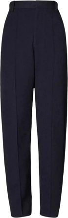 Tory Burch Marineblauwe Wollen Broek met Rits - Dames - Slim Fit Broeken - Blauw - XS - Wol - Broeken