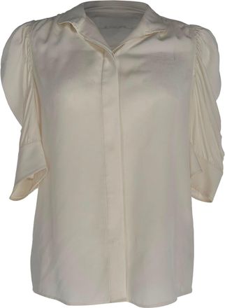 Frame Denim Gillian Puff-sleeves Blouse in Ivory Silk