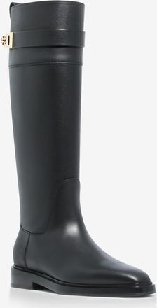 Ferragamo Flache Glattlederstiefel mit Gancini Roly